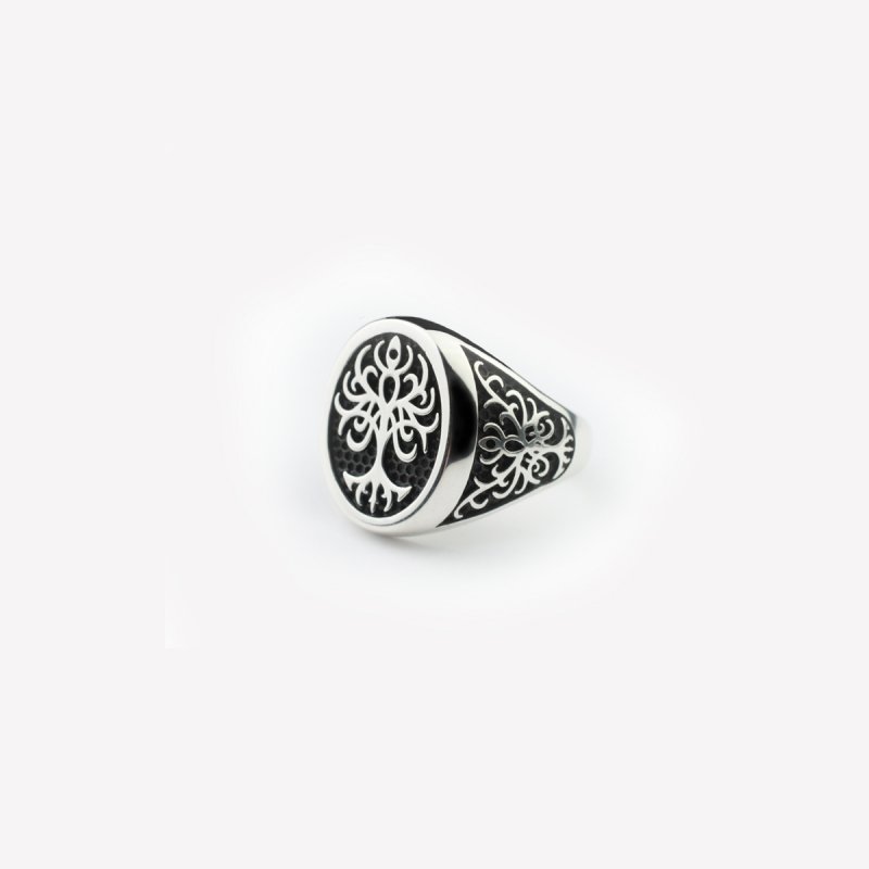 ring in medium size 925 silver and black enamel