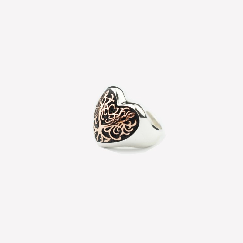 Heart ring in 9kt rose gold and silver 925